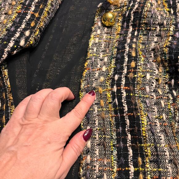 CAbi Brown Tweed Fringe Hem Blazer Medium - Picture 6 of 10